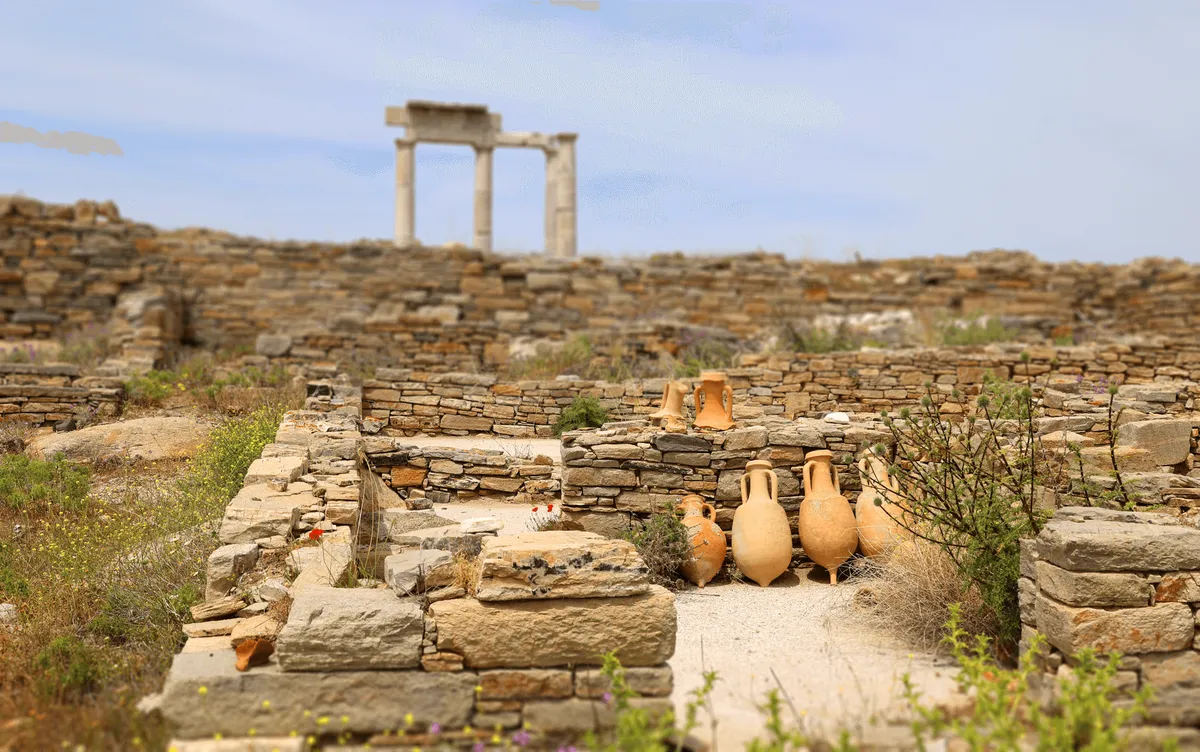 Ancient Greek amphoras at ruins